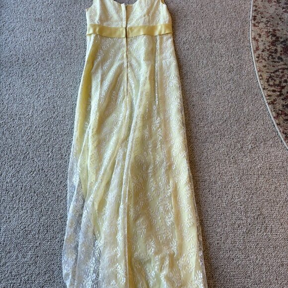 Vintage 1950s Butter Yellow Chiffon Lace Formal Dress | Prom / Party | XS/S - Picture 5 of 9